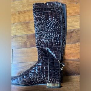 Tory Burch crocodile knee-high boots